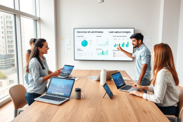 Profesionales jóvenes colaborando en espacio moderno, mejorando captación de leads y conversiones para apps de citas